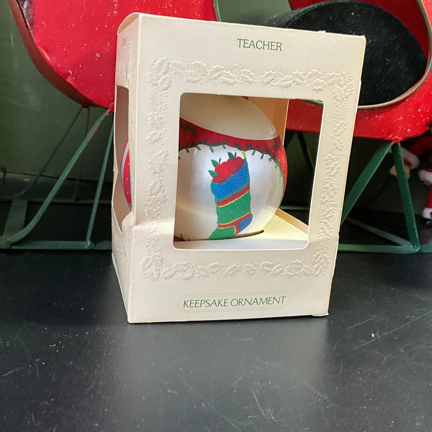 Hallmark For A Special Teacher Christmas 1981 vintage Satin Ball ornament QX800-2 see pictures and variations*