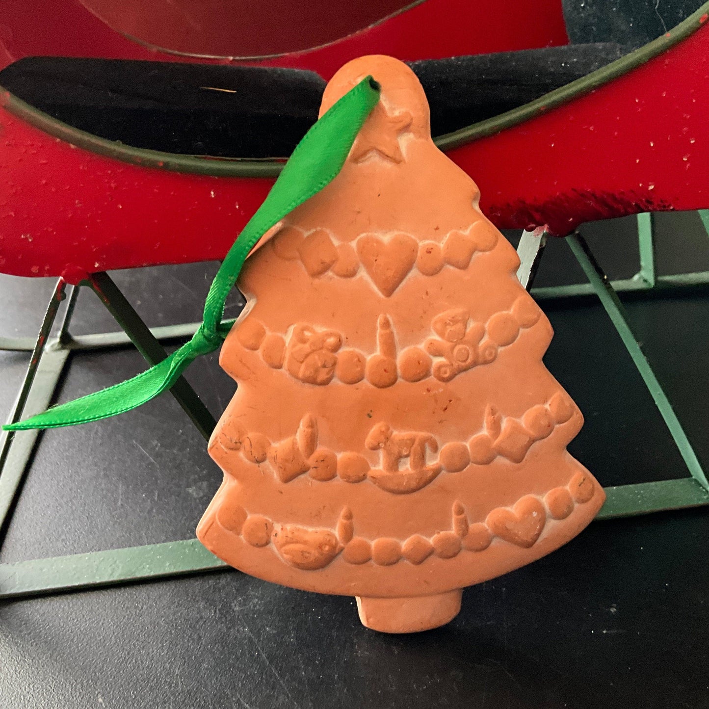 Natural Clay Christmas Tree glazed ornament