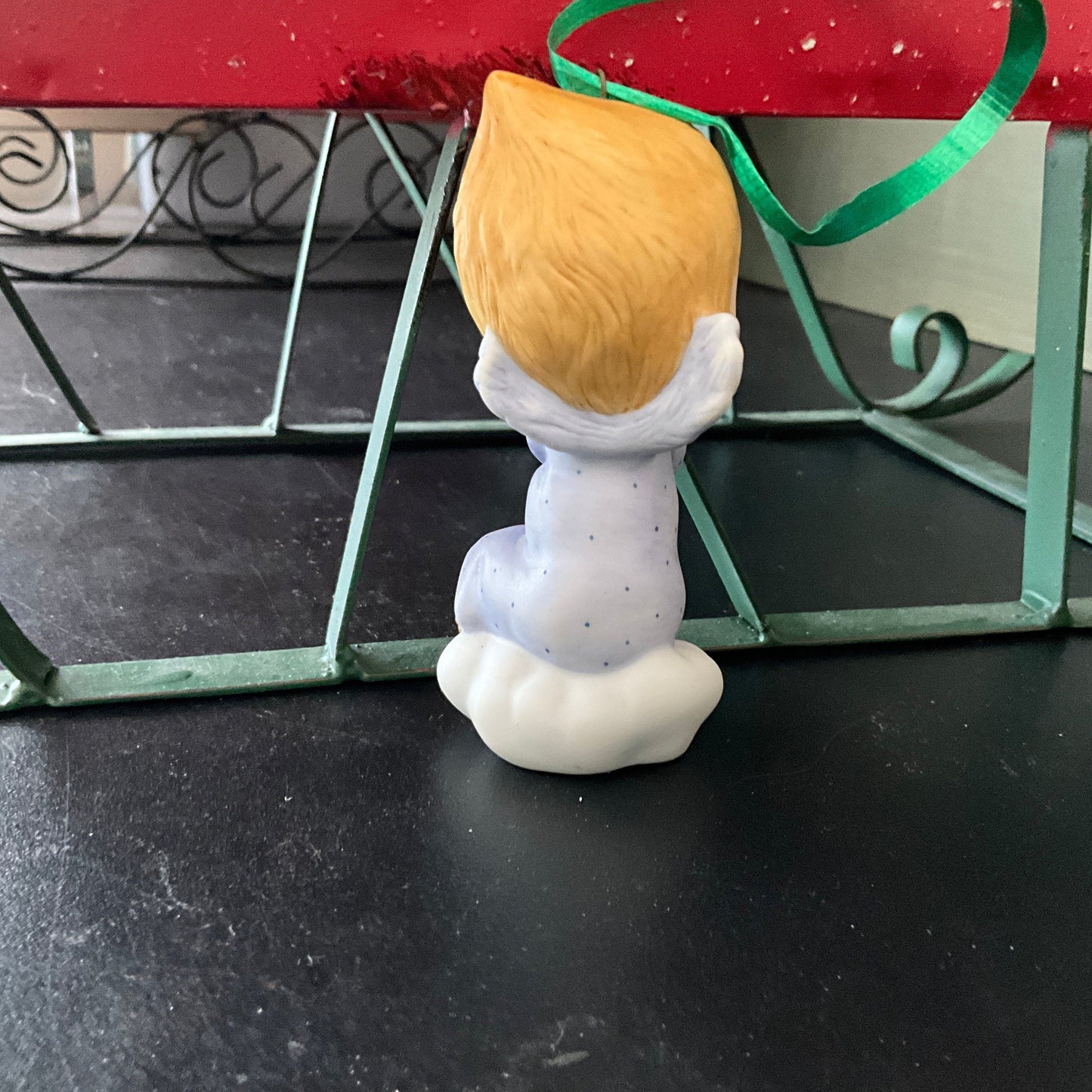 Hallmark Cards little blue angel vintage 1983 porcelain Christmas ornament