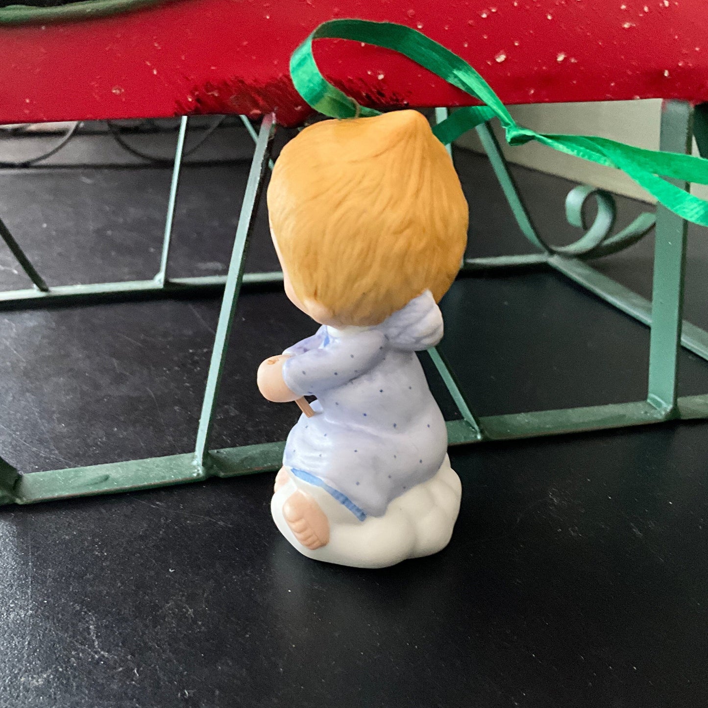 Hallmark Cards little blue angel vintage 1983 porcelain Christmas ornament