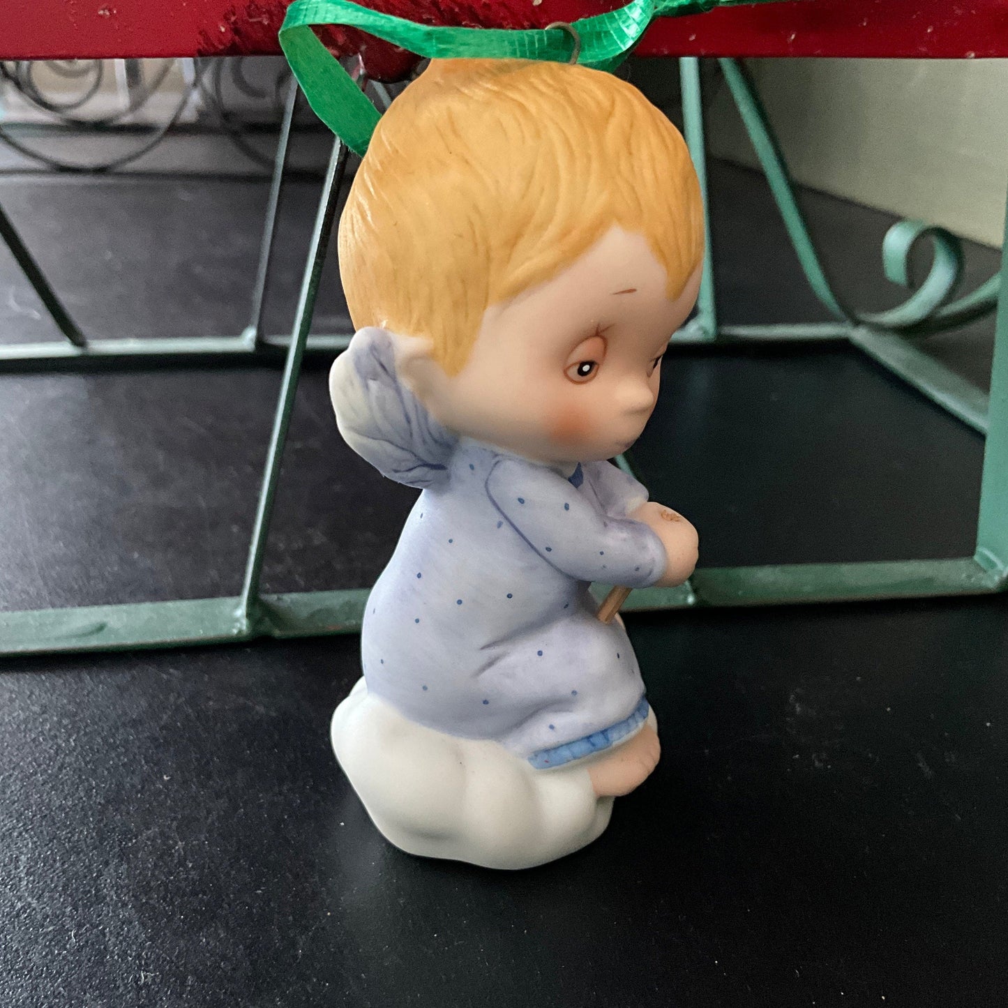 Hallmark Cards little blue angel vintage 1983 porcelain Christmas ornament