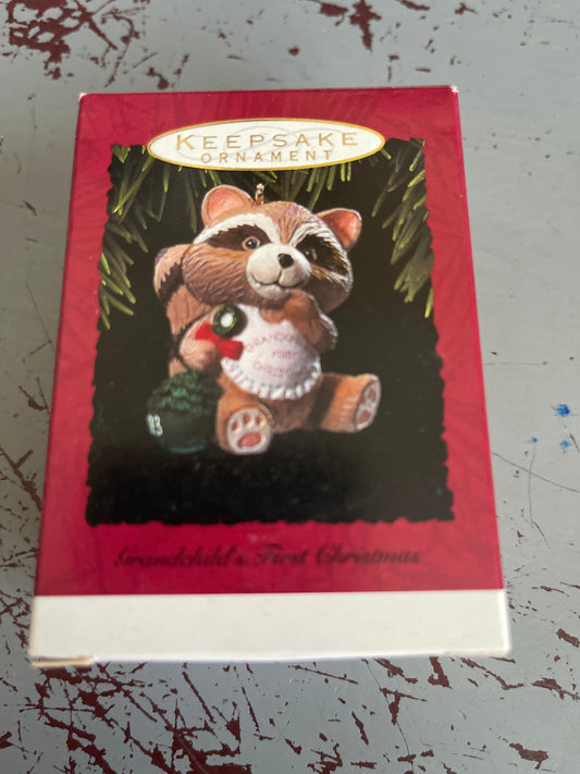 Hallmark Grandchild's First Christmas Baby Raccoon 1993 Keepsake Ornament.QX555-2.