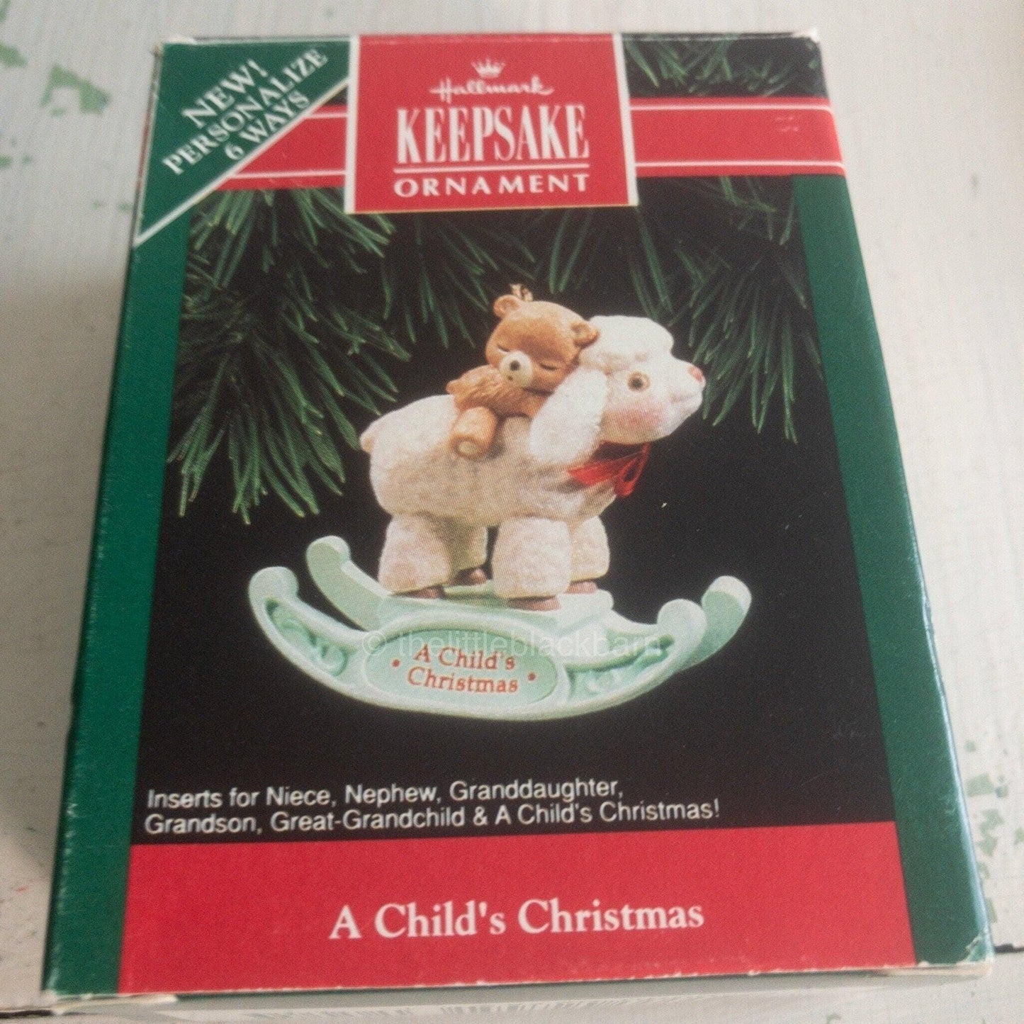 Hallmark, A Child's Christmas, Granddaughter,Dated 1992, Keepsake Ornament, QX4574* *Rocking Horse, Dated 1992, Keepsake Ornament,
