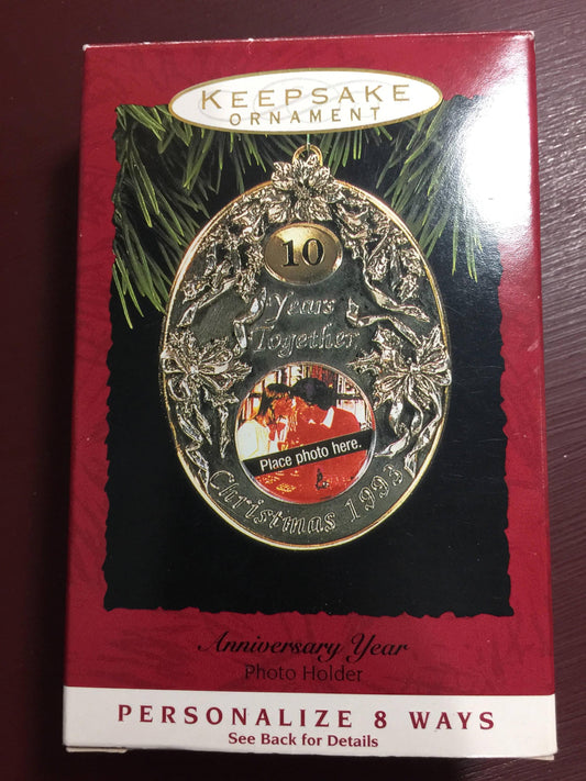 Hallmark Keepsake Ornament, "Anniversary Year Photo Holder" Vintage 1993 (personalize 8 ways!) QX5972