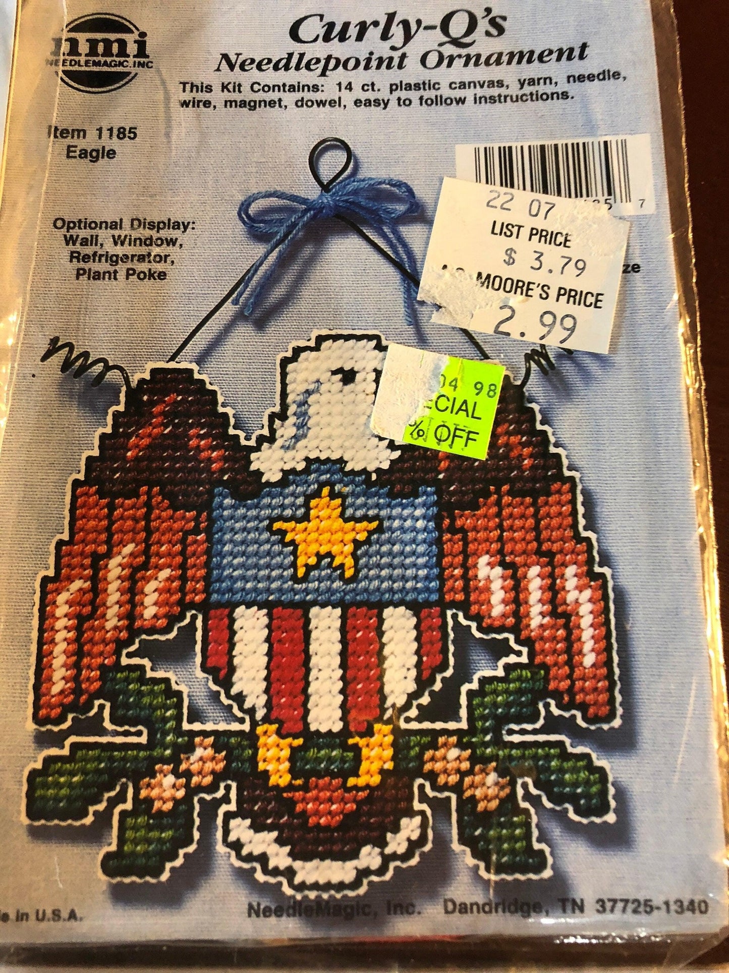 Set of 4 Curly Q's Cross Stitch on Perforated Plastic, Bird House, Rooster, Eagle Christmas Bear