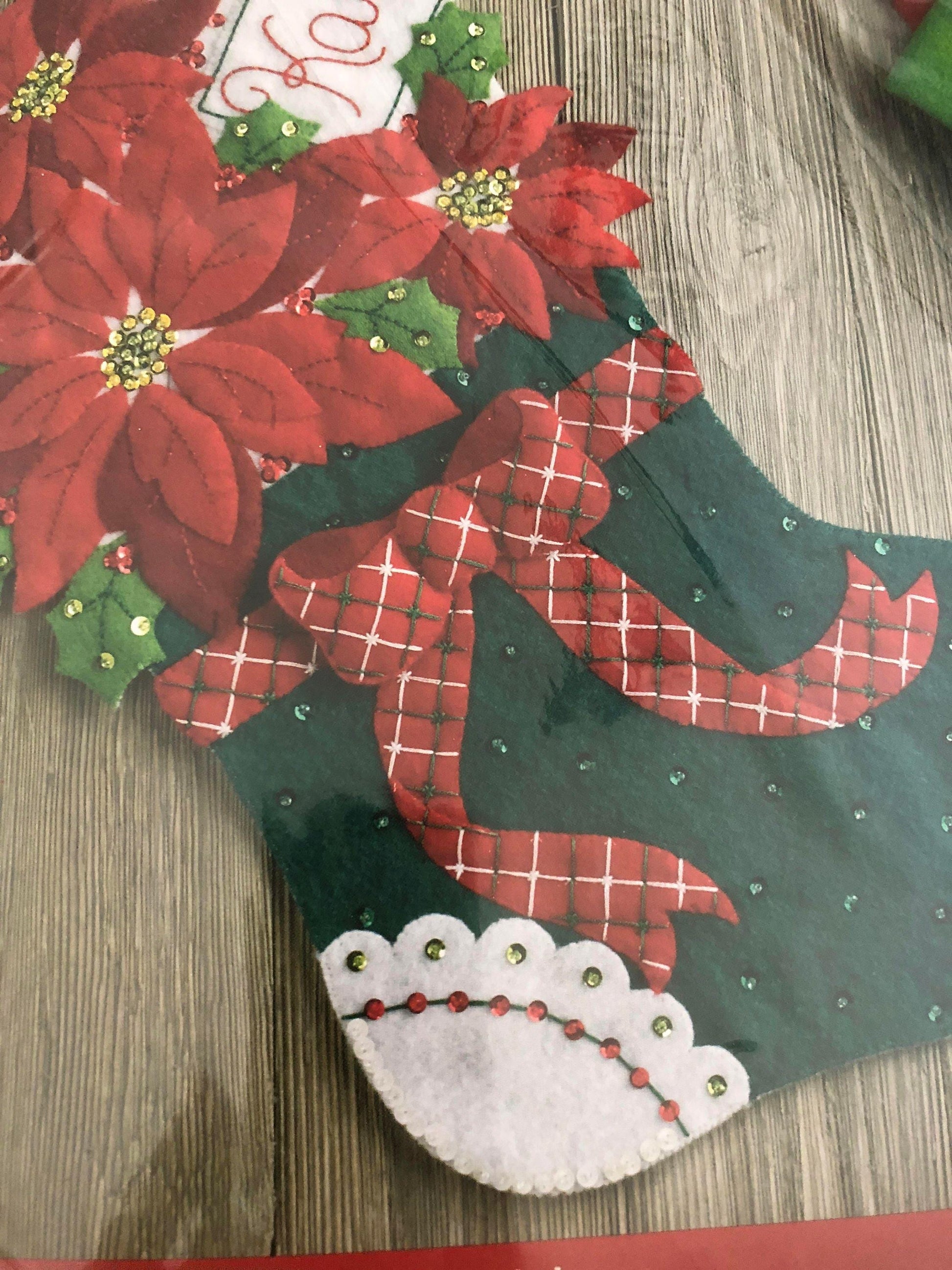 Plaid Bucilla Felt Christmas Christmas Poinsettia Kit 18", Includes Everything You Need to Make This Beautiful Felt Stocking