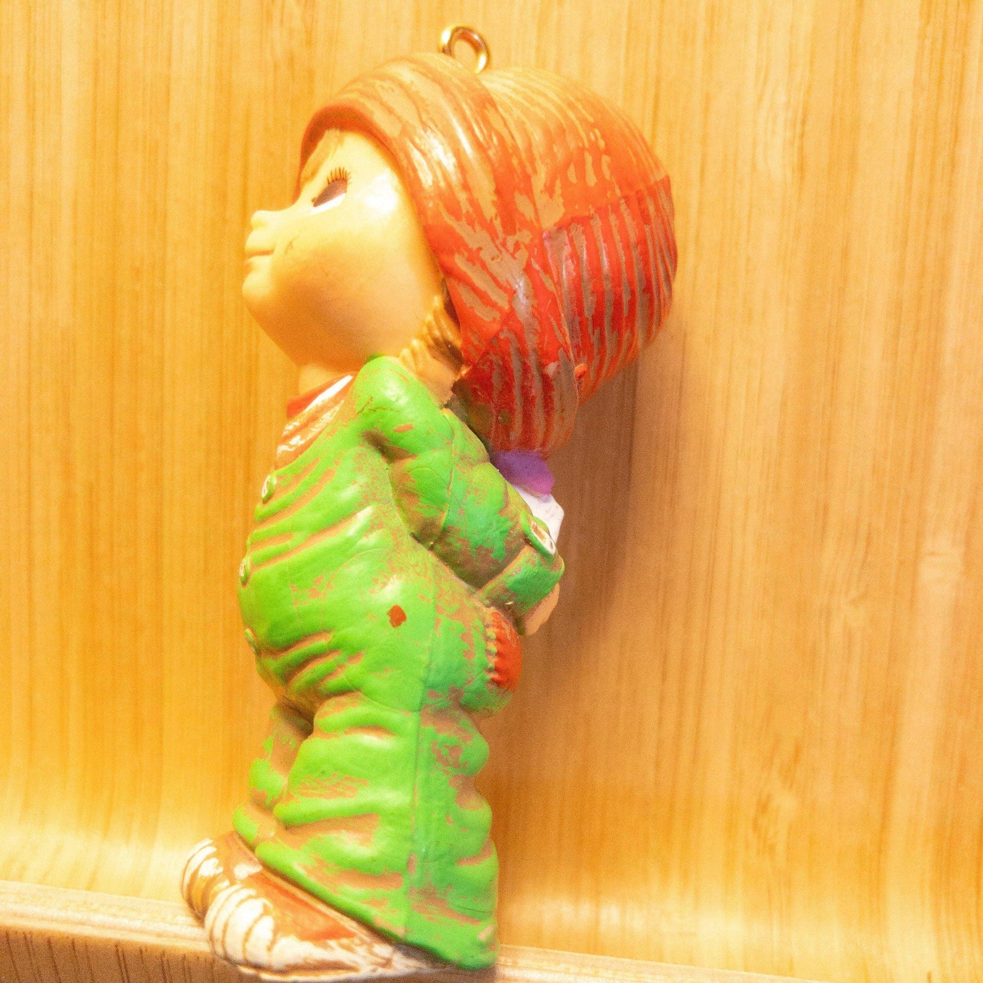 Little Boy in Knit Cap, Hiding Gift Behind His Back, Ornament