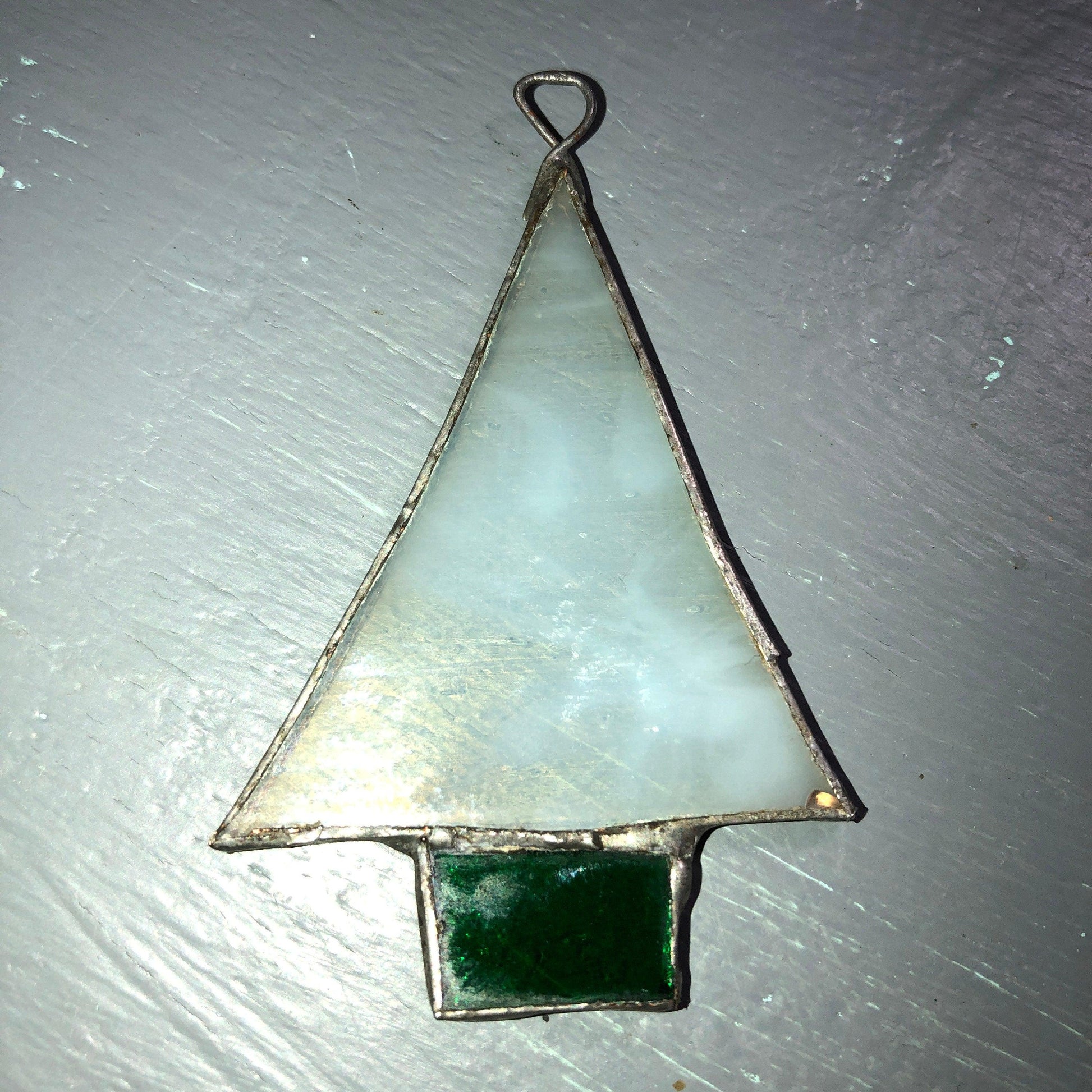 Stained Glass, Mini White Christmas Tree, Ornament