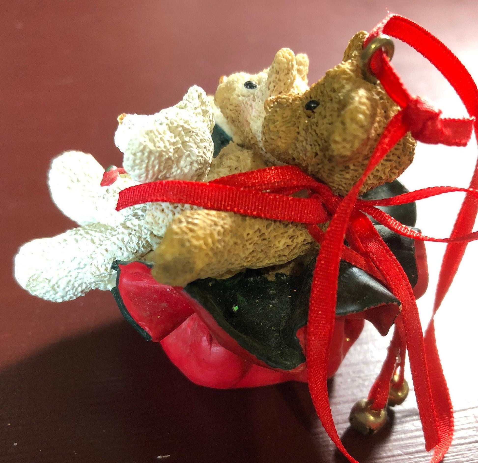 Three Bears in Santa's Sack, Kurt Adler, Vintage, Christmas, Ornament