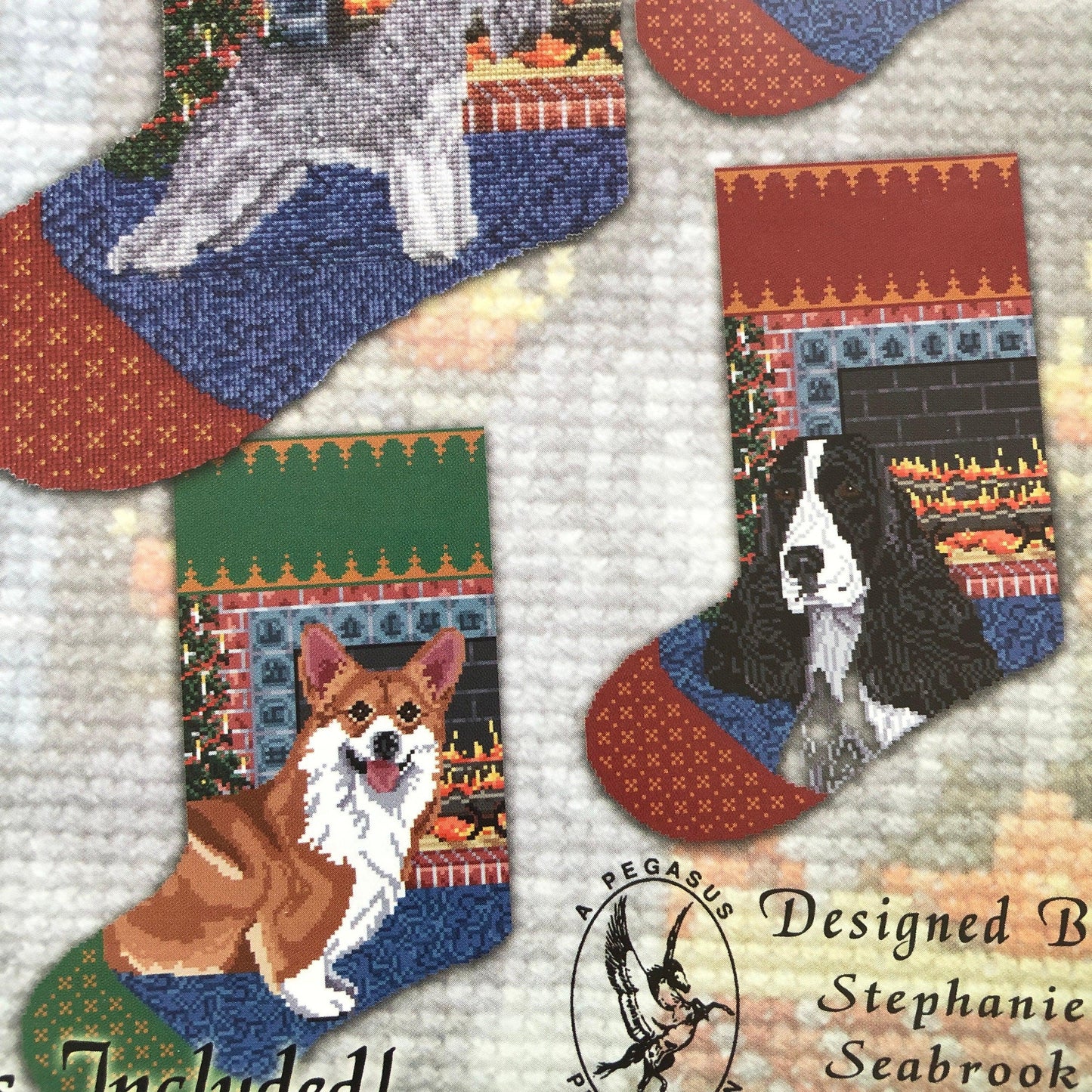 Favorite Dog Stocking Collection, Pegasus, Stephanie Seabrook Hedgepath, Counted Cross Stitch Patterns* *Two Alphabets Included