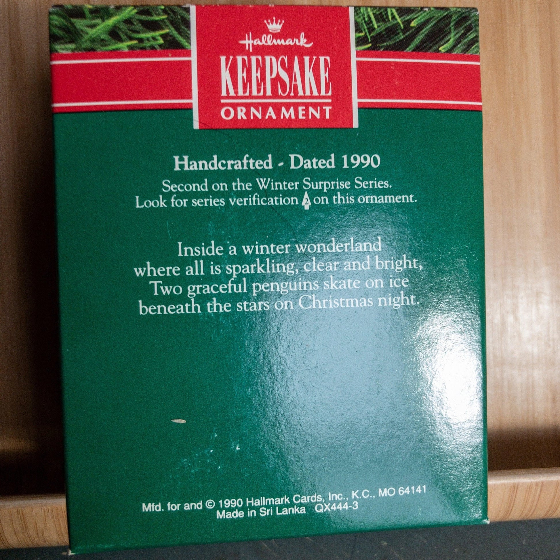 Hallmark, Winter Surprise #2 - Penguins Ice Skating, Dated 1990, Keepsake Ornament, QX4443