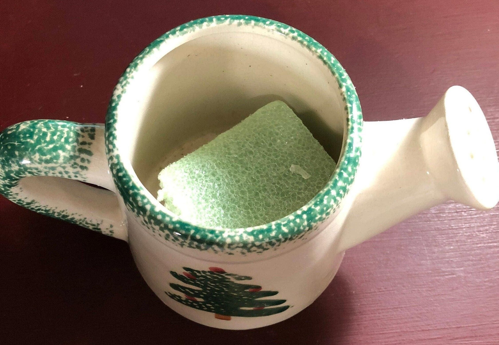 Hermitage Pottery Christmas Tree Vintage 1996 Spongeware Sprinkling Can