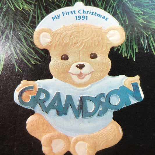Hallmark, Grandson's First Christmas, Dated 1991, Keepsake Ornament, QX5117*
