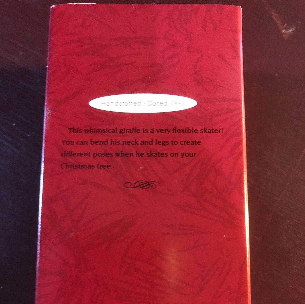 Hallmark, Son, Vintage 1993, Keepsake Ornament, QX5865, Giraffe in Skates