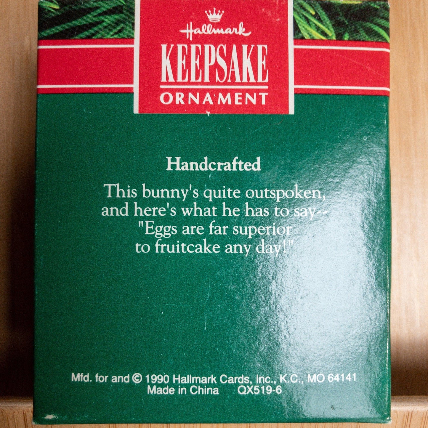 Hallmark, Billboard Bunny - Bah Hum Bug & Ban Fruitcake !, Vintage 1990, Keepsake Ornament, QX5196
