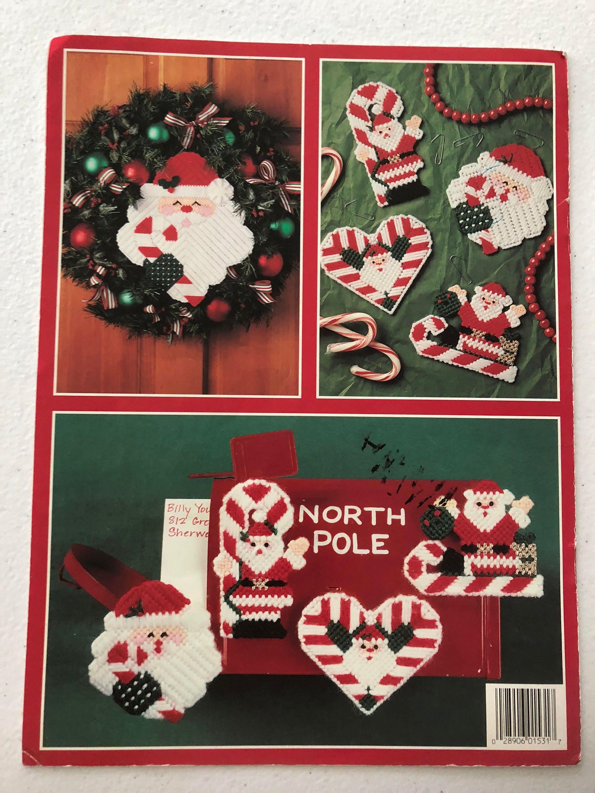 Leisure Arts Candy Cane Santa's in Plastic Canvas Leaflet 1531 Vintage 1994 Dick Martin 14 Projects