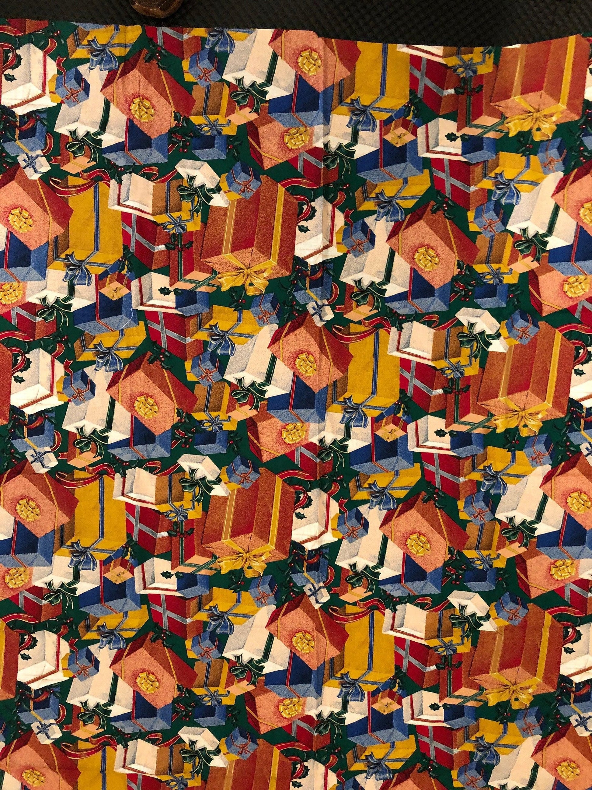 Christmas Present Fabric, 1/2 Yard, Vintage Fabric