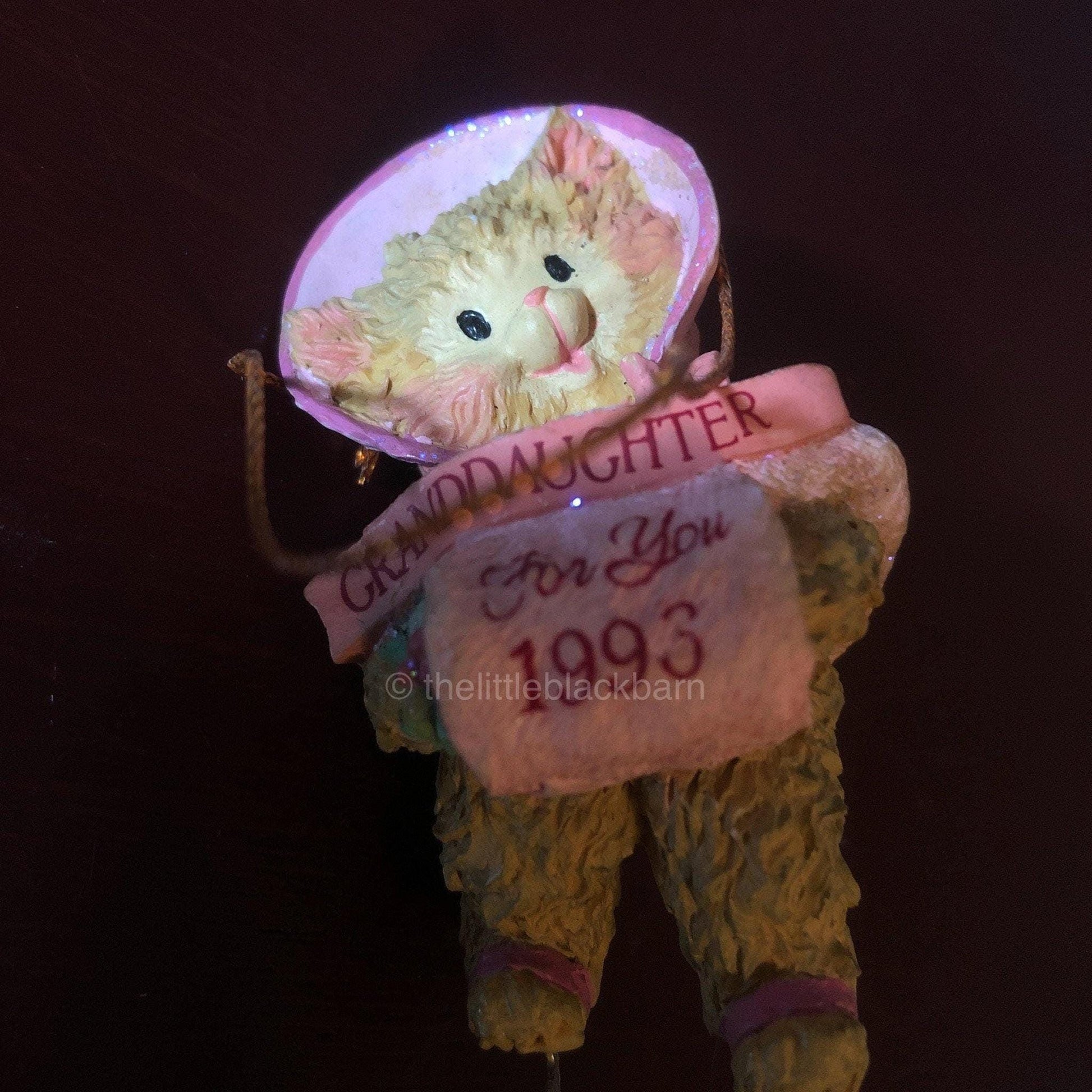 Grandmother For You 1993, Cat in a Pink Bonnet on Ice Skates Ornament
