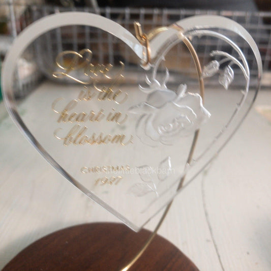 Hallmark, Heart In Blossom, Dated 1987,  Acrylic Keepsake Ornament, QX3727*
