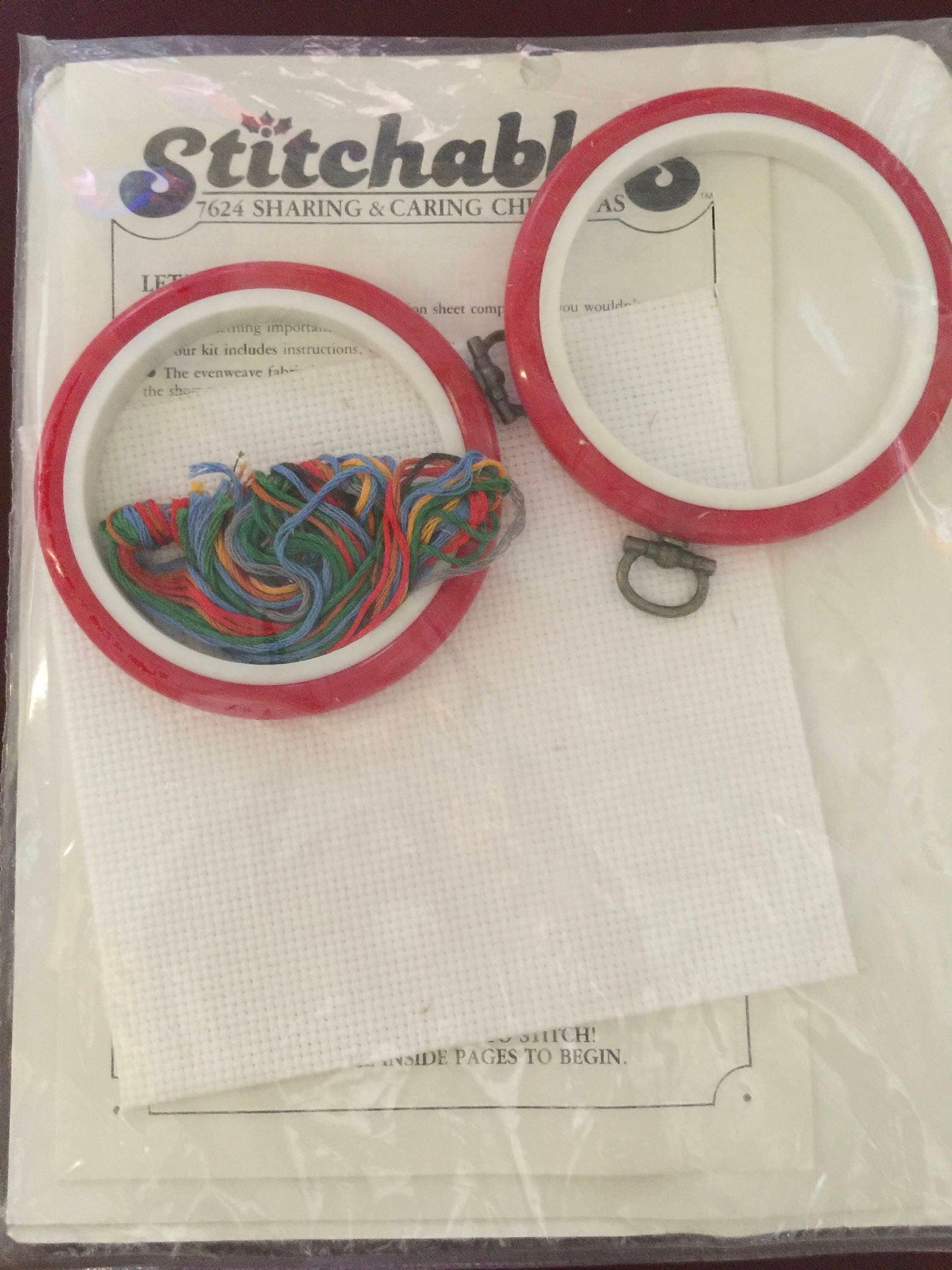 Stitchables "Sharing & Caring Christmas" Vintage 1987 Stamped counted cross stitch kit