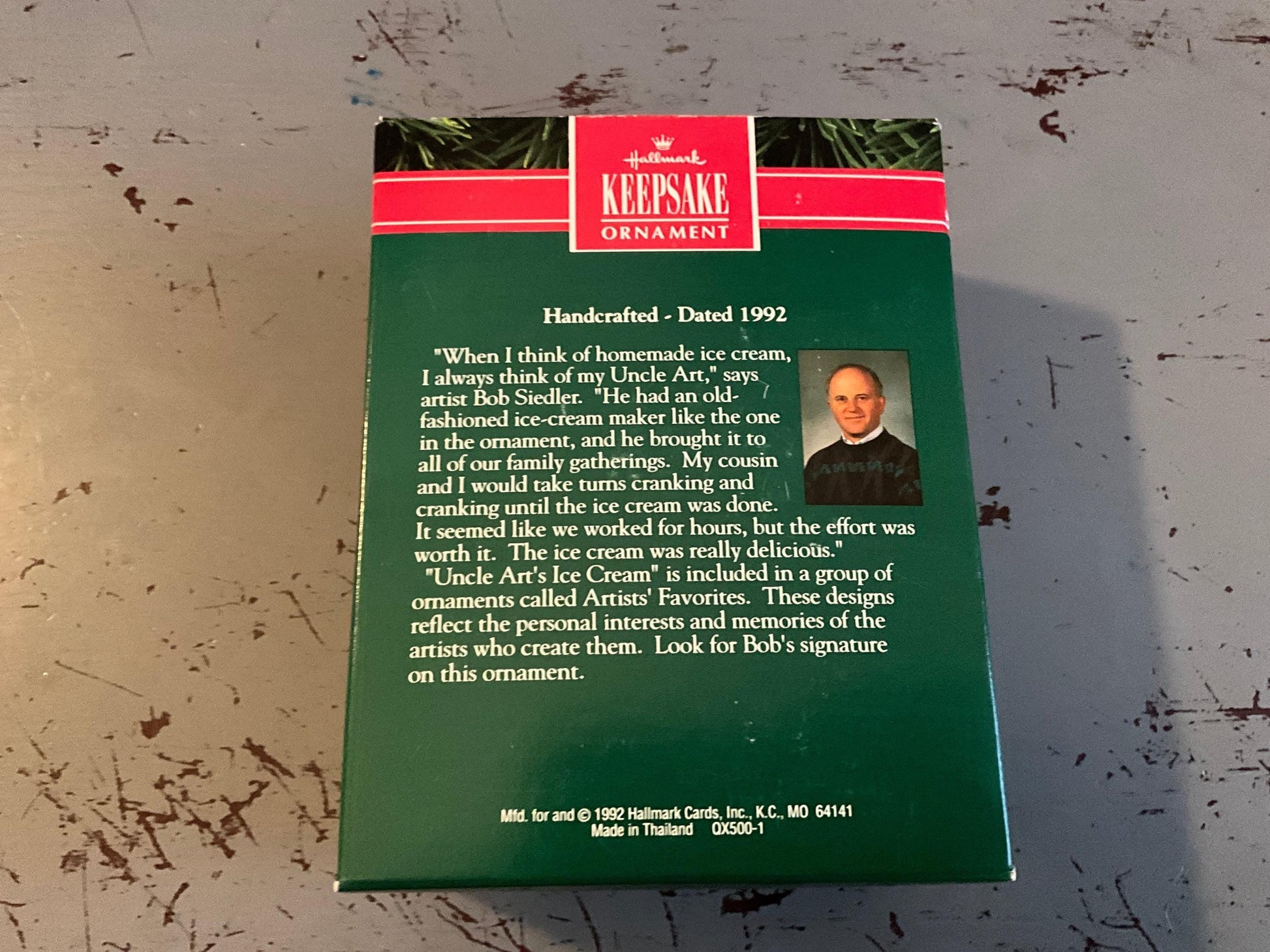 Hallmark Uncle Art's Ice Cream 1992 Keepsake Ornament Qx500-1