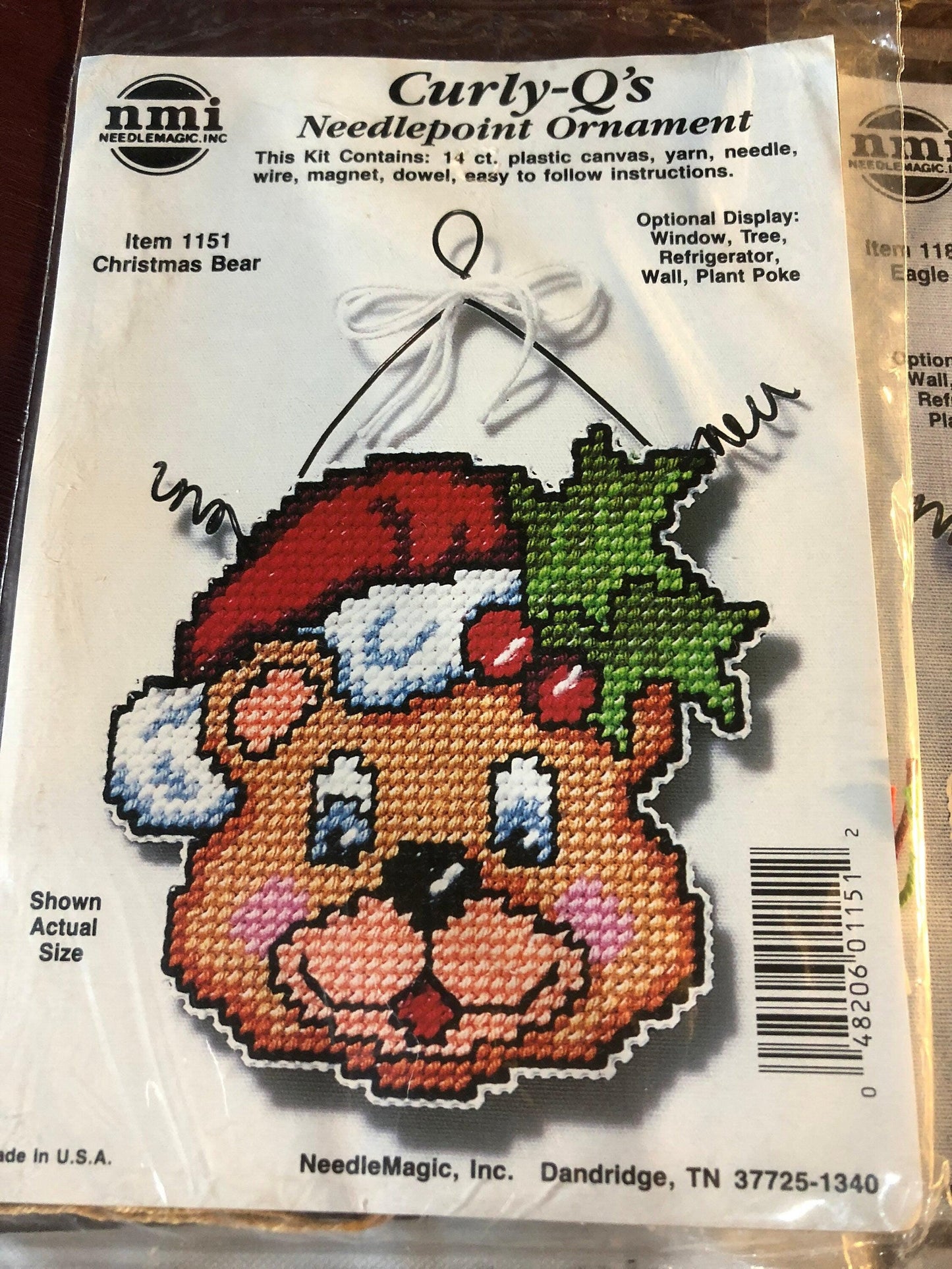 Set of 4 Curly Q's Cross Stitch on Perforated Plastic, Bird House, Rooster, Eagle Christmas Bear