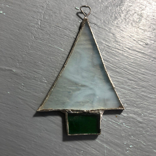 Stained Glass, Mini White Christmas Tree, Ornament
