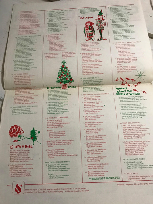 Christmas Sing Along with 8 The Carolers' Companion song sheet Vintage 1960s