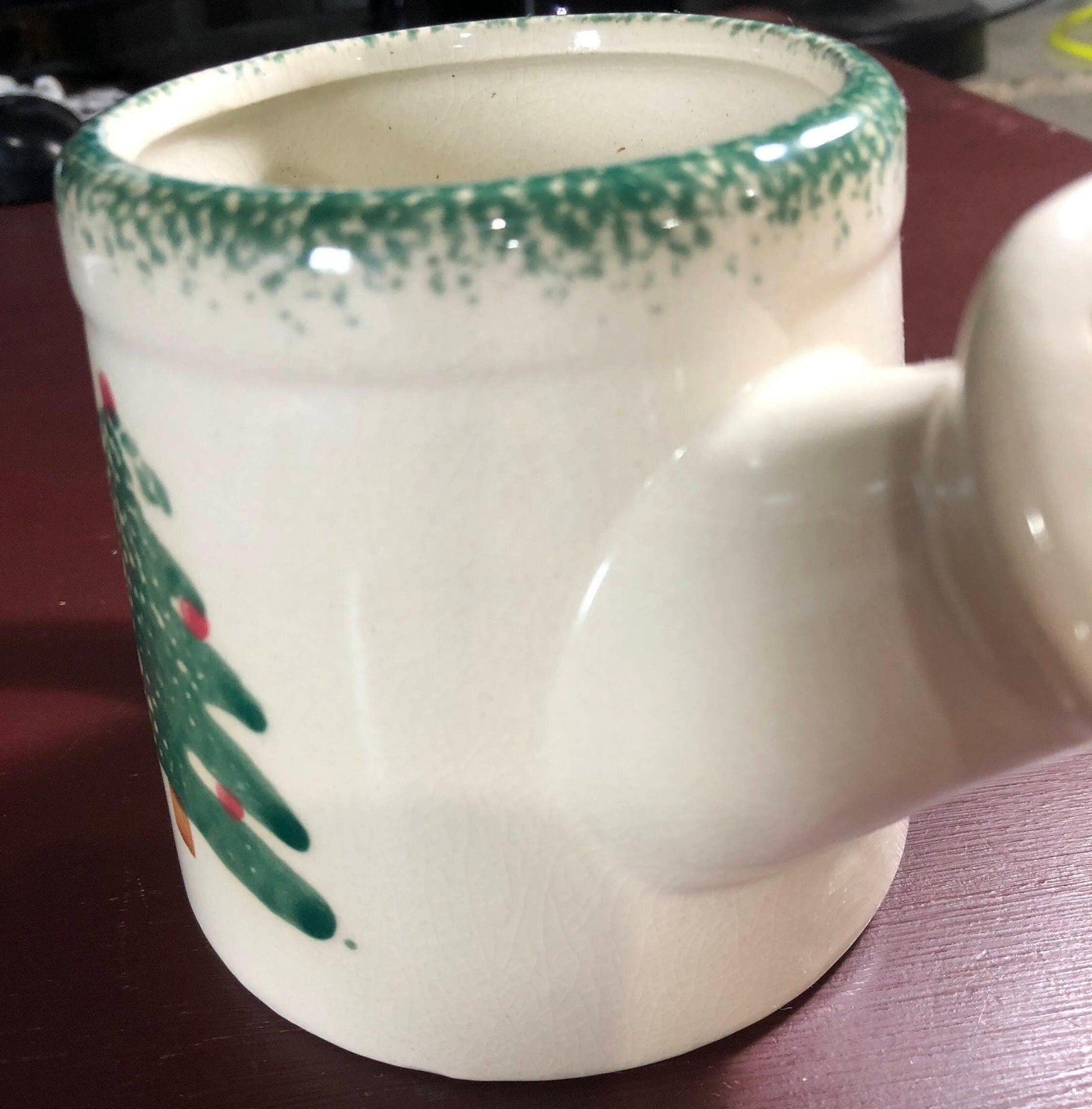 Hermitage Pottery Christmas Tree Vintage 1996 Spongeware Sprinkling Can