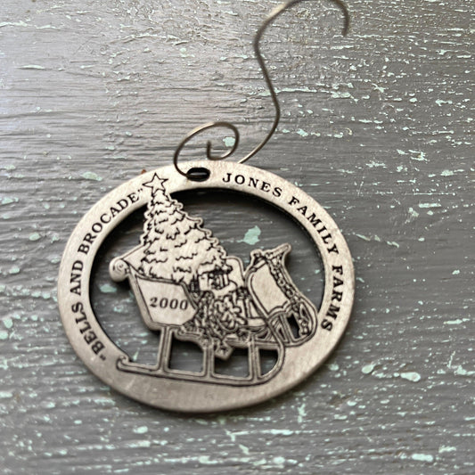Pewter, Jones Family Farms, "Bells and Brocade", Dated 2000, Christmas Tree Ornament