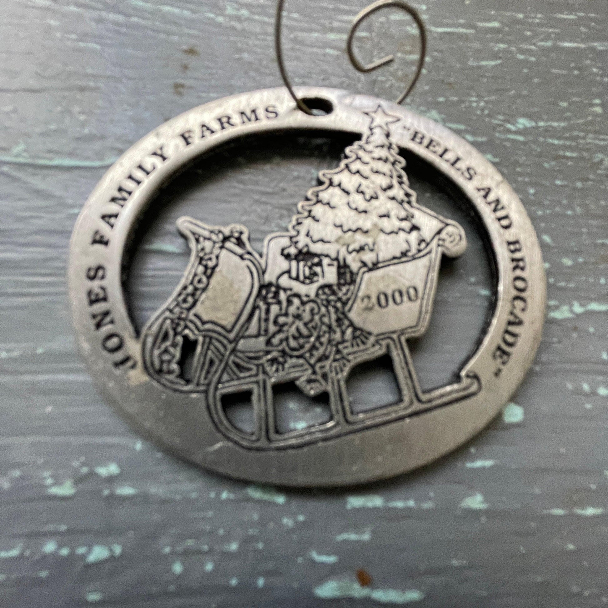 Pewter, Jones Family Farms, "Bells and Brocade", Dated 2000, Christmas Tree Ornament