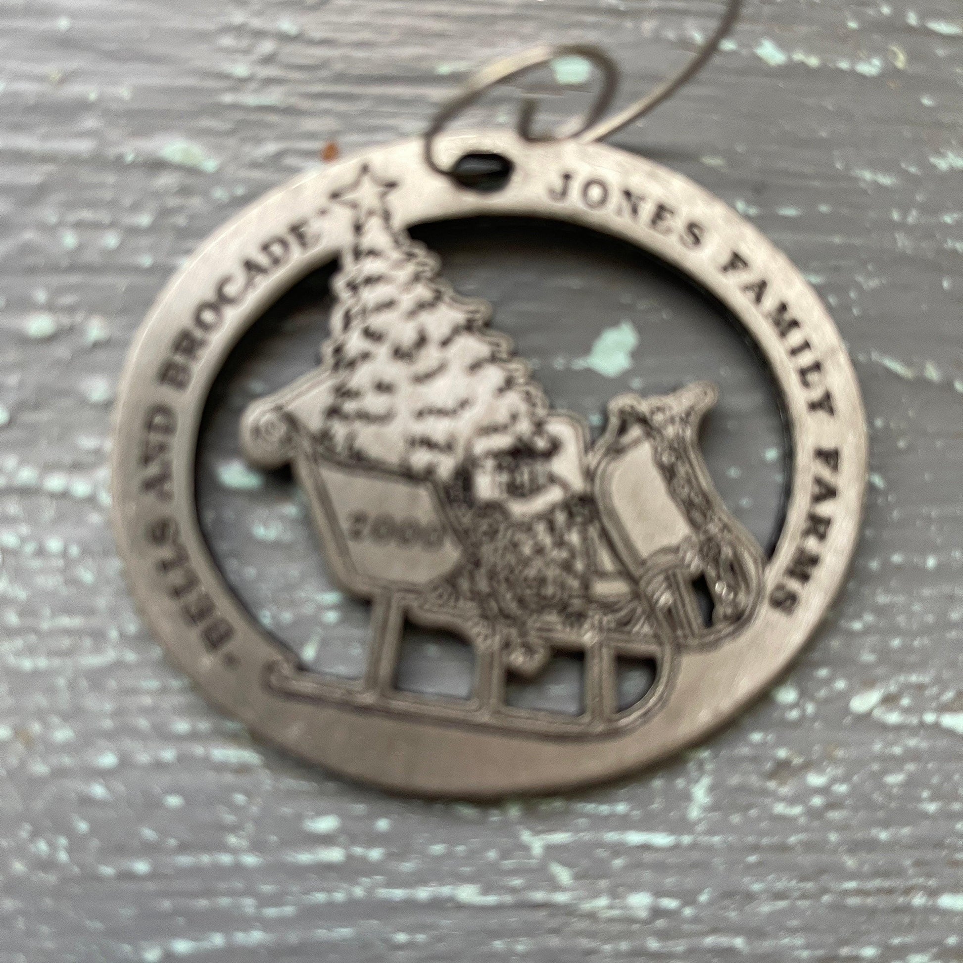 Pewter, Jones Family Farms, "Bells and Brocade", Dated 2000, Christmas Tree Ornament