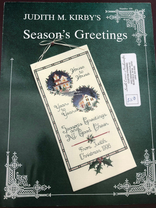 Judith M. Kirby's, Seasons's Greetings, Vintage 1996, Christmas, Counted Cross Stitch Pattern, Very Hard to Find