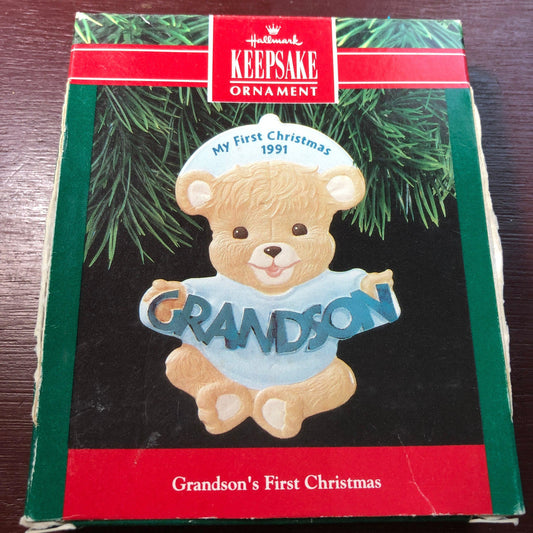 Hallmark, Grandson's First Christmas, Dated 1991, Keepsake Ornament, QX5117*