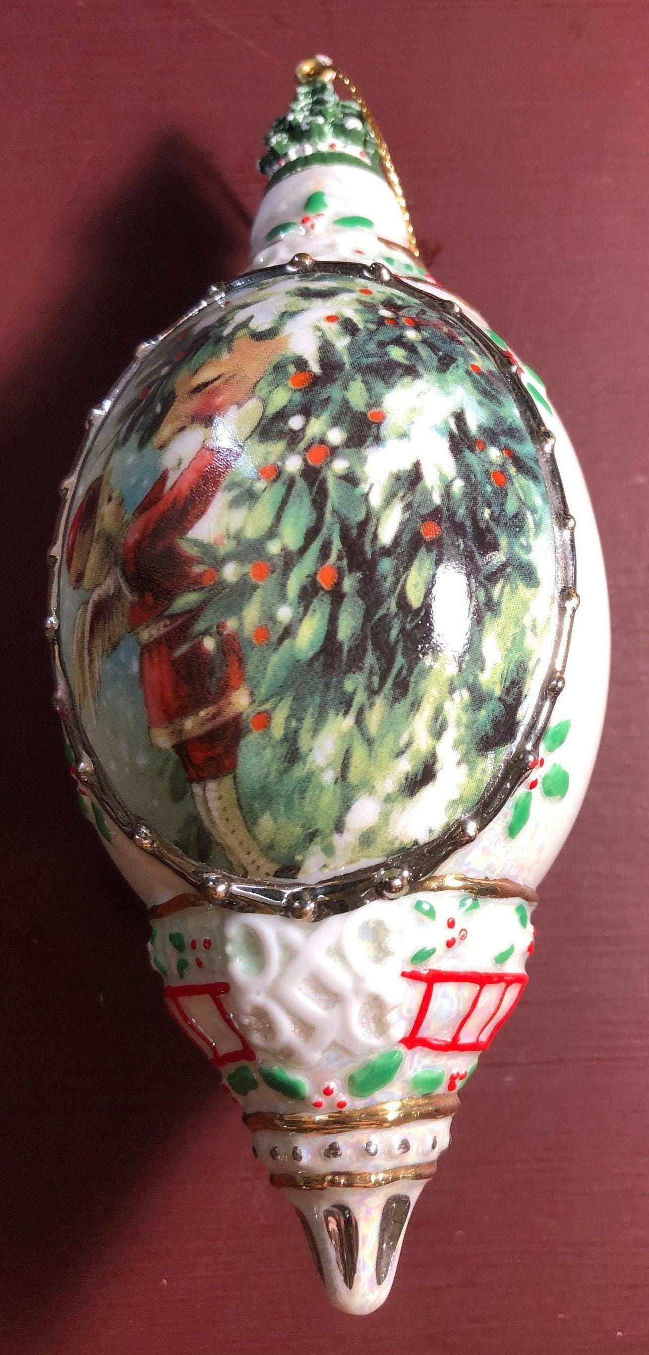 St. Nicholas and the Angel Vintage Ornament Depicting Little Angel patting Santas Cheek*