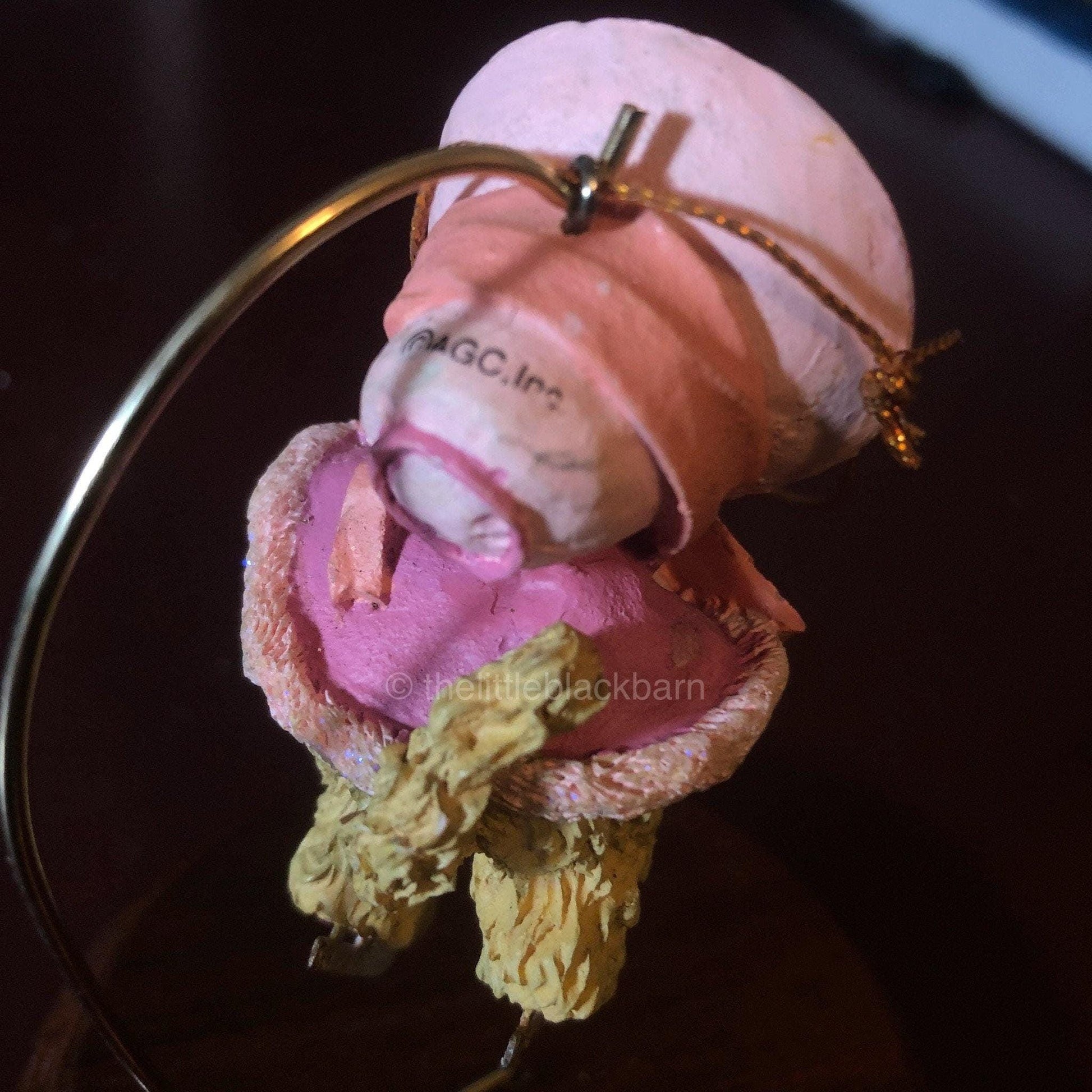 Grandmother For You 1993, Cat in a Pink Bonnet on Ice Skates Ornament