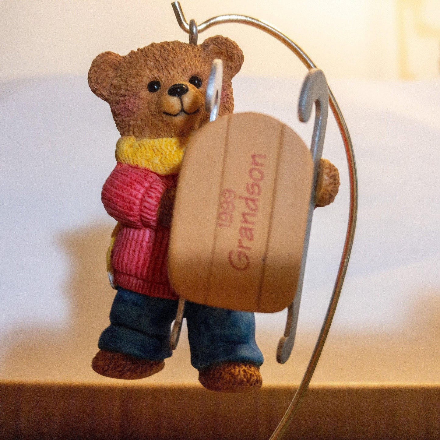 Hallmark, Grandson, Dated 1999, Keepsake Ornament Diecast Metal Sled Runners