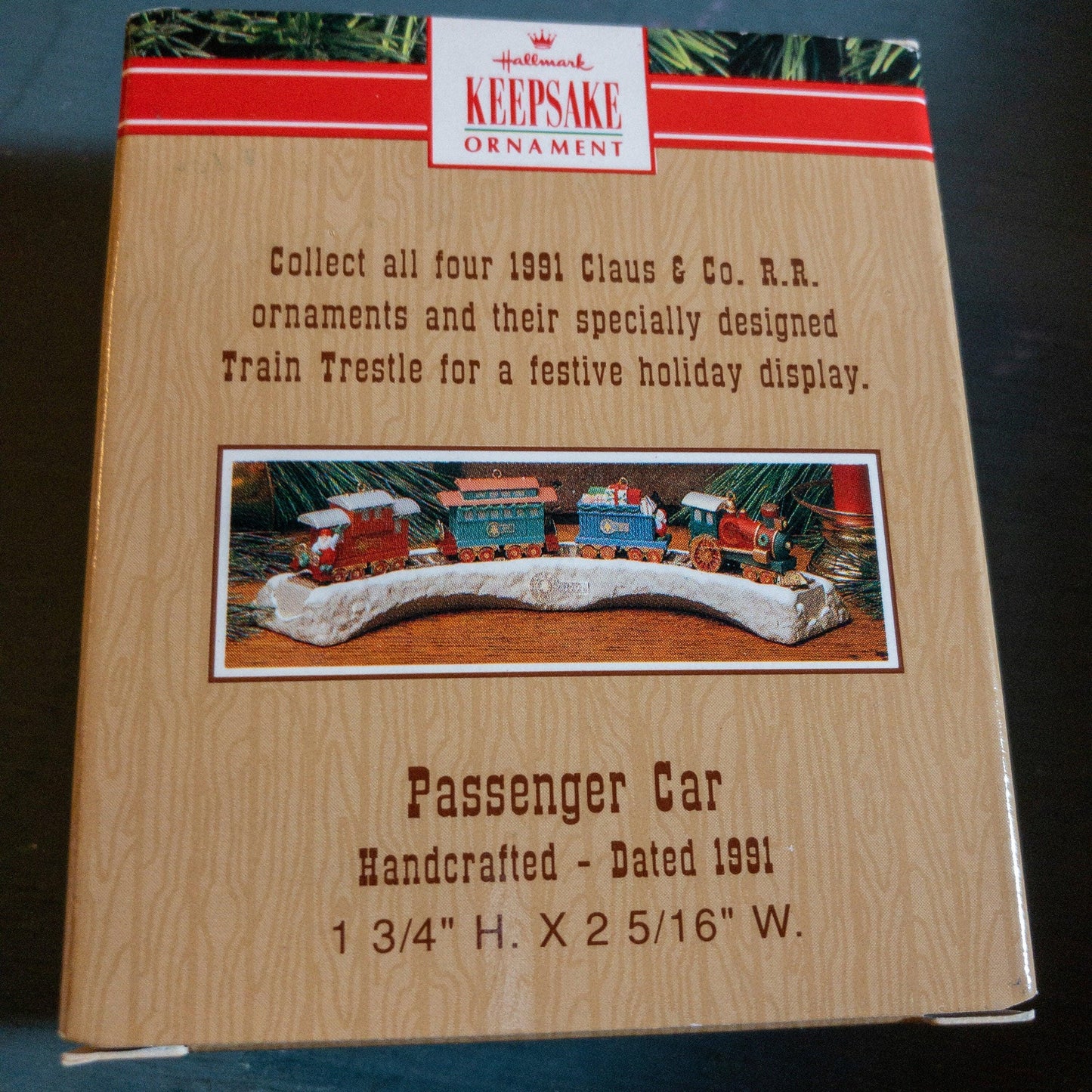 Hallmark, Claus & Co. R.R., Passenger Car, Dated 1991, Keepsake Ornament, XPR9732