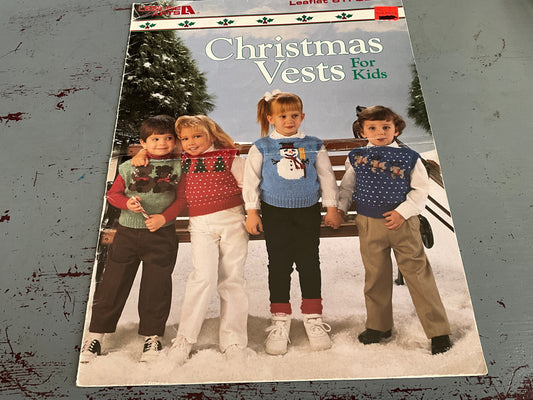 Leisure Arts Christmas Vests For Kids Leaflet 6111 knitting chart see pictures and description*