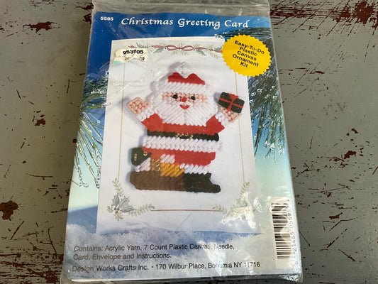 Design Works Crafts Christmas Greeting Card Santa Claus ornament plastic canvas kit