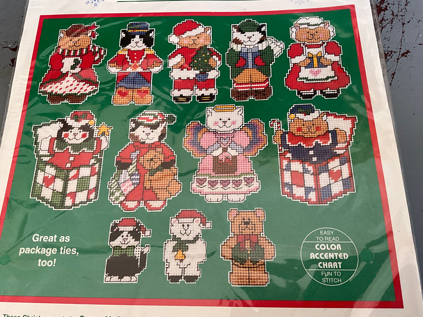 Dimensions Christmas Cats Ornaments kit on plastic canvas