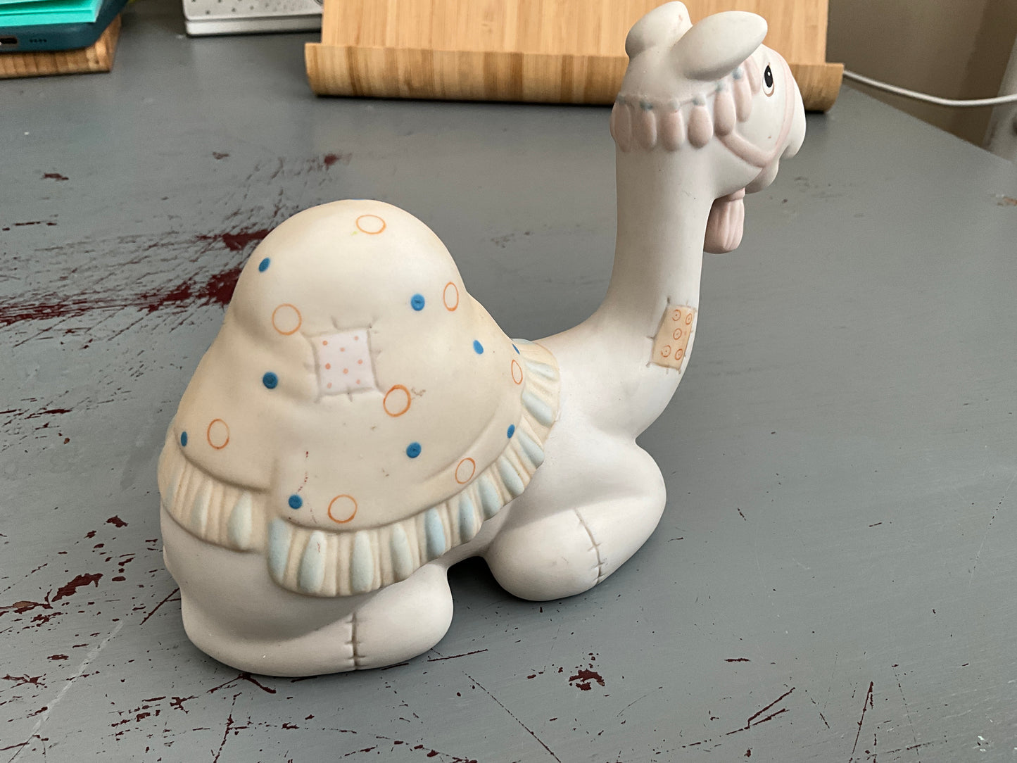 Genuine Jonathan & David camel with decorated hump blanket, bridal, & head cover figurine