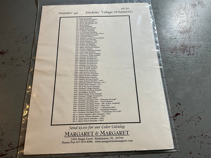 Margaret & Margaret Dickens’ Village Ornaments cross stitch chart signed by designer!