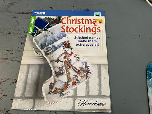 Leisure Arts Herrschner’s Christmas Stockings cross stitch chart 5 stocking designs