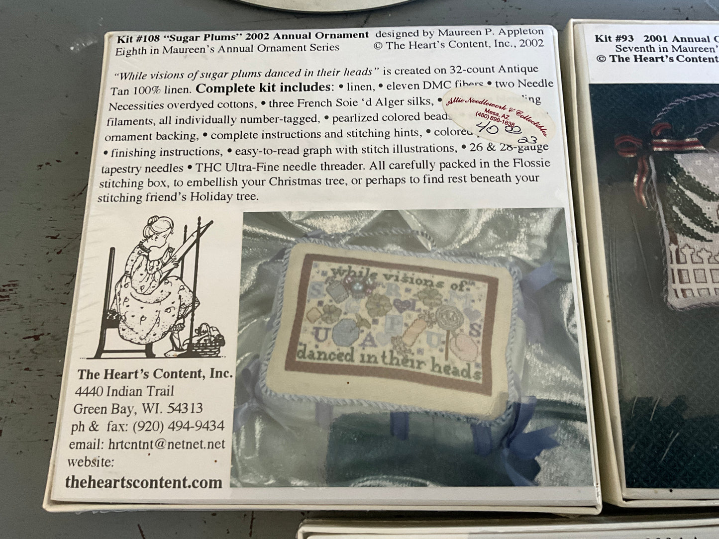 The Hearts Content choice annual ornament cross stitch kits see pictures and variations