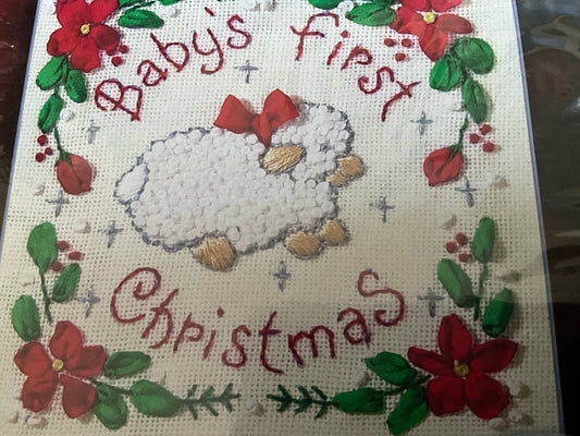 Plaid Bucilla Baby’s First Christmas silk Ribbon kit 5 by 5 inches