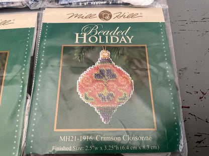 Mill Hill set of 4 beaded holiday ornament kits see pictures and description