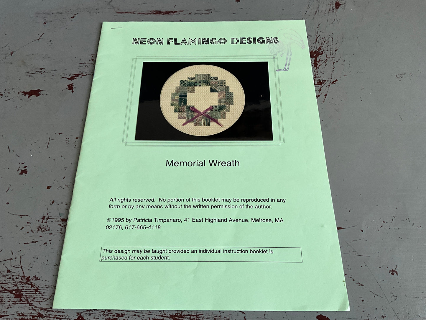 Neon Flamingo Designs Memorial Wreath cross stitch chart