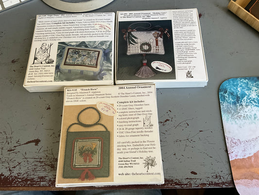 The Hearts Content choice annual ornament cross stitch kits see pictures and variations