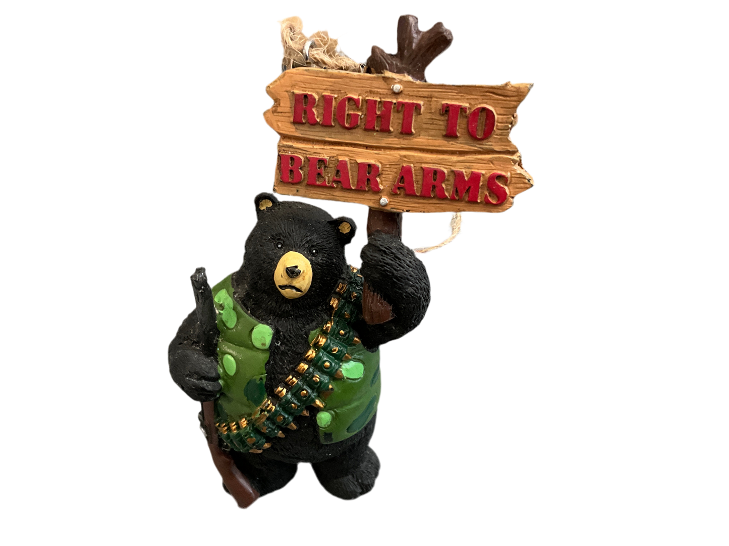 RIGHT TO BEAR ARMS Bear with guns & ammunition belt  Christmas holiday ornament